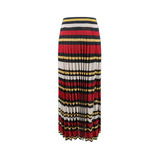 Gucci Striped Pleated Midi Skirt