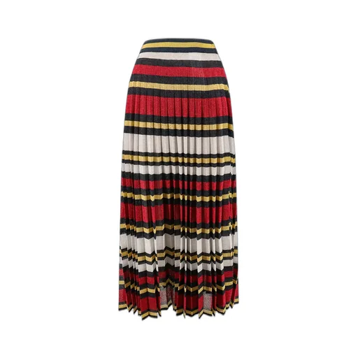 Gucci Striped Pleated Midi Skirt