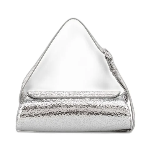 Jil Sander Cannolo Crackled Foldover Top Clutch Bag