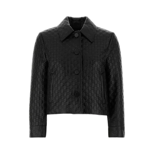 Gucci Embossed Gg Leather Jacket