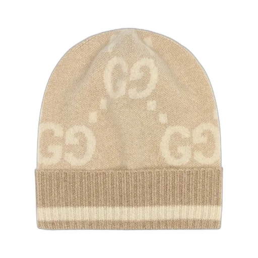 Gucci Gg Damier Jacquard Ribbed Knit Beanie
