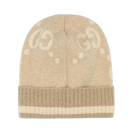 Gucci Gg Damier Jacquard Ribbed Knit Beanie