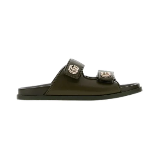 Gucci Logo Plaque Slip-On Sandals