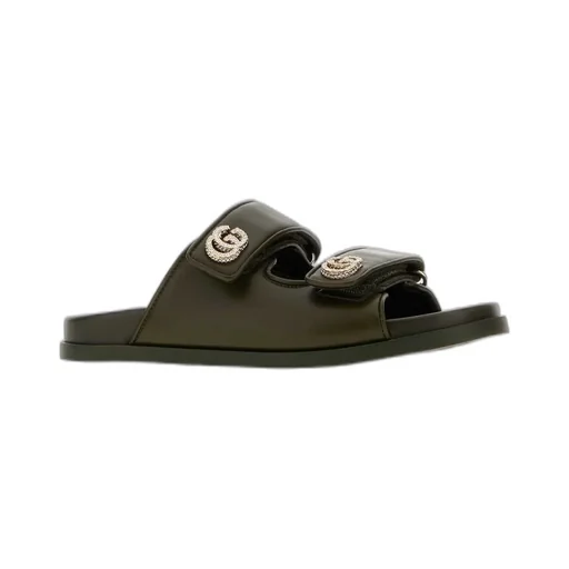 Gucci Logo Plaque Slip-On Sandals