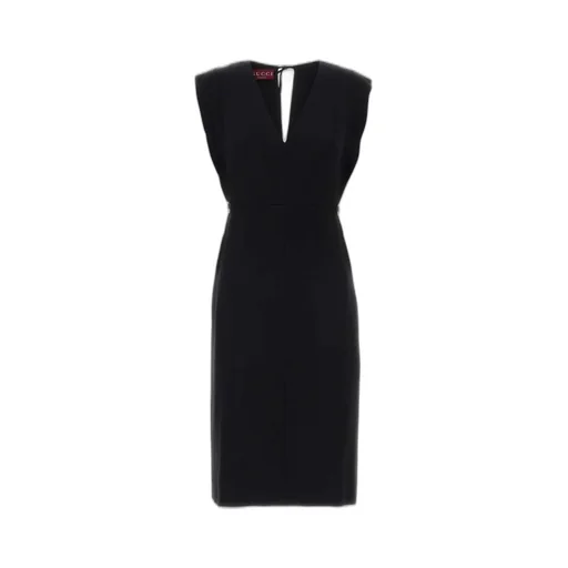 Gucci V-Neck Horsebit Midi Dress