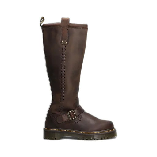Dr. Martens Anistone Knee High Crazy Horse Leather Biker Boots