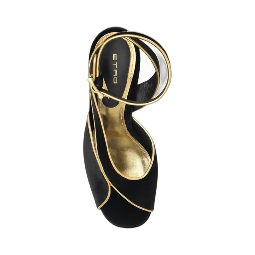Etro Ankle Strap Velvet Platform Sandals