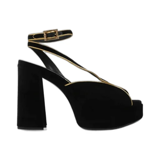 Etro Ankle Strap Velvet Platform Sandals