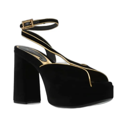 Etro Ankle Strap Velvet Platform Sandals