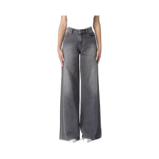 Armani Exchange Stonewashed Denim Wide-Leg Jeans
