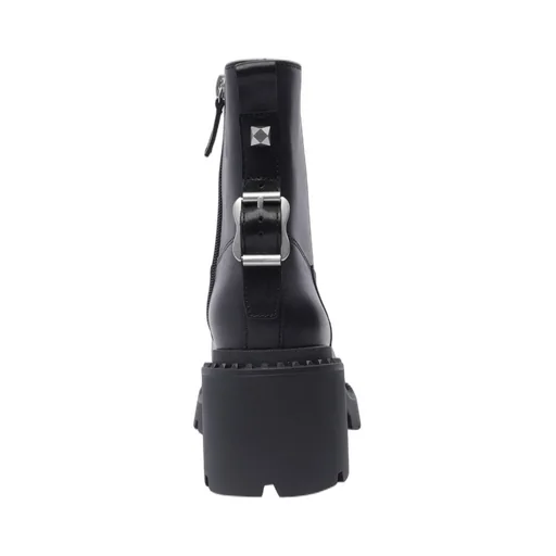 Ash Round Toe Buckled Boots