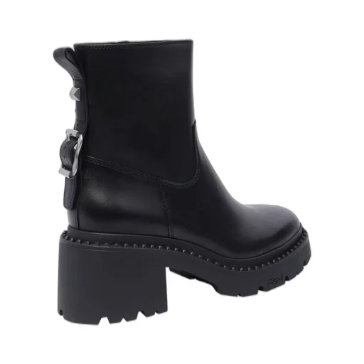 Ash Round Toe Buckled Boots