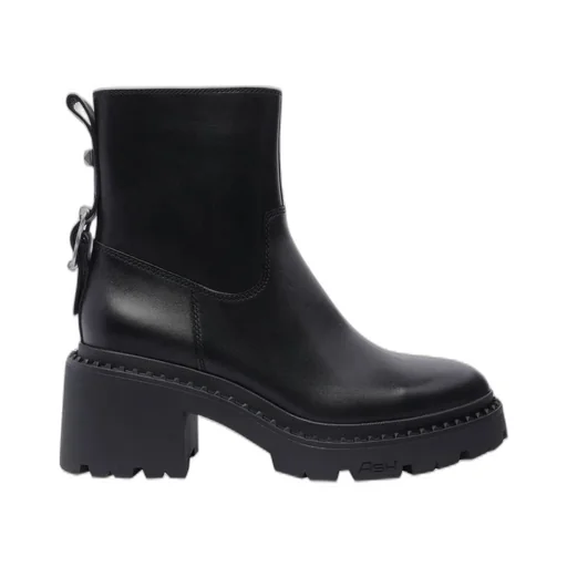 Ash Round Toe Buckled Boots