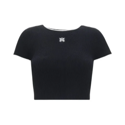 Amiri Logo Embroidered Cropped Knitted Top