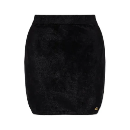 Amiri Logo Plaque Velvet Mini Skirt
