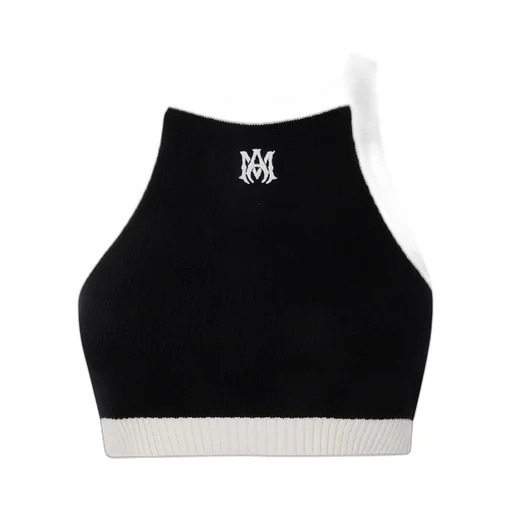 Amiri Logo Embroidered Cropped Knitted Top