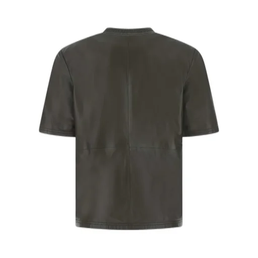 Amiri Crewneck Short-Sleeved Leather T-Shirt