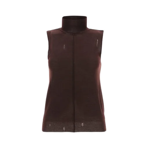 Amiri High Neck Distressed Knitted Vest