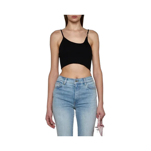 Amiri Logo Plaque Rib-Knitted Cropped Top