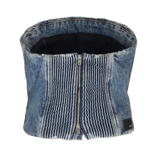 Amiri Ma Cropped Denim Bustier Top