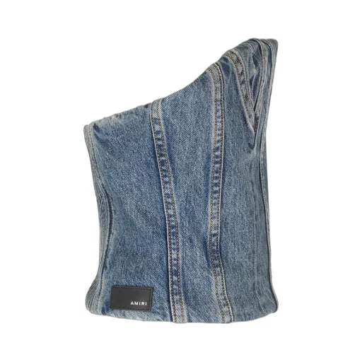 Amiri Ma Cropped Denim Bustier Top