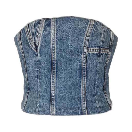 Amiri Ma Cropped Denim Bustier Top