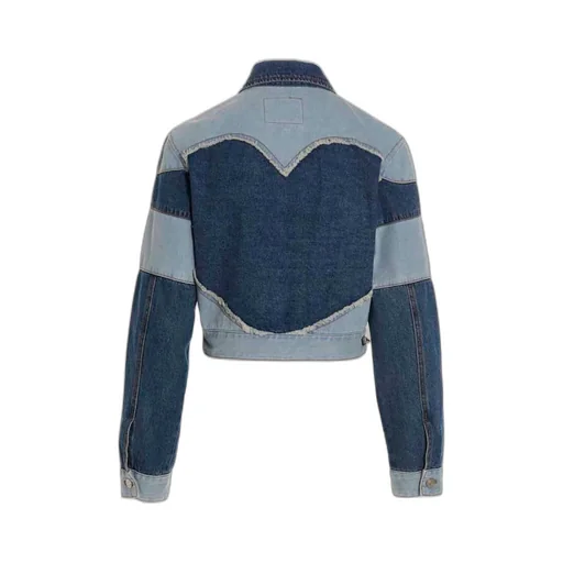 Andersson Bell Mahina Patchwork-Striped Cropped Denim Jacket