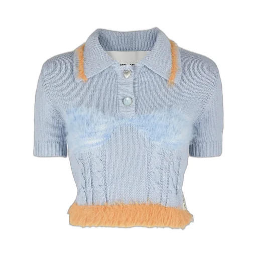 Andersson Bell Fuzzy Knit Polo Top