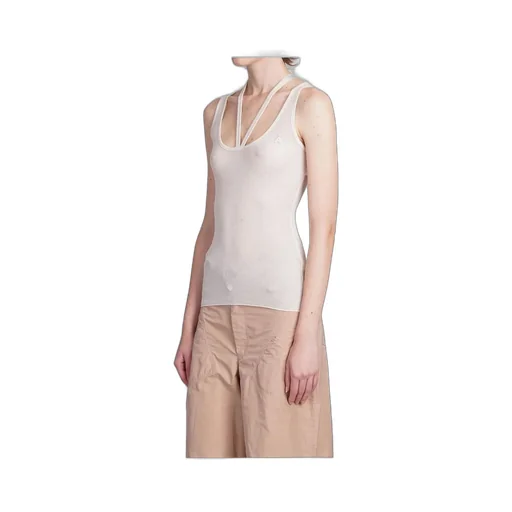 Andrea Adamo Ribbed Cut-Out Sleeveless Tank Top