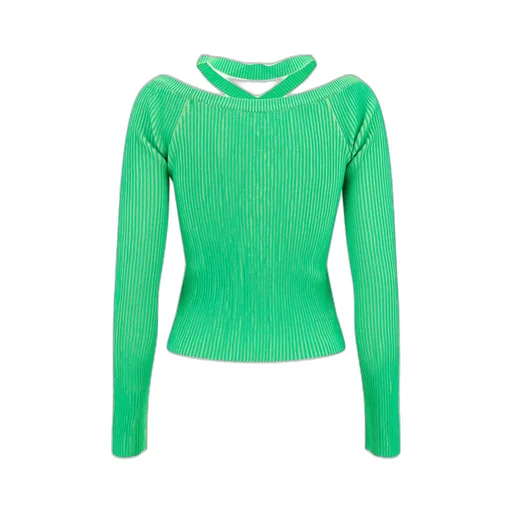 Andersson Bell Ribbed Lace-Up Fastened Halterneck Cardigan