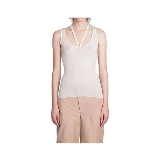 Andrea Adamo Ribbed Cut-Out Sleeveless Tank Top
