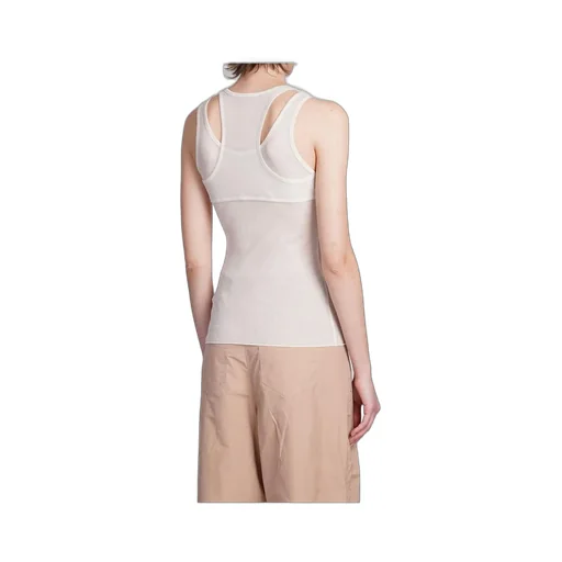 Andrea Adamo Ribbed Cut-Out Sleeveless Tank Top