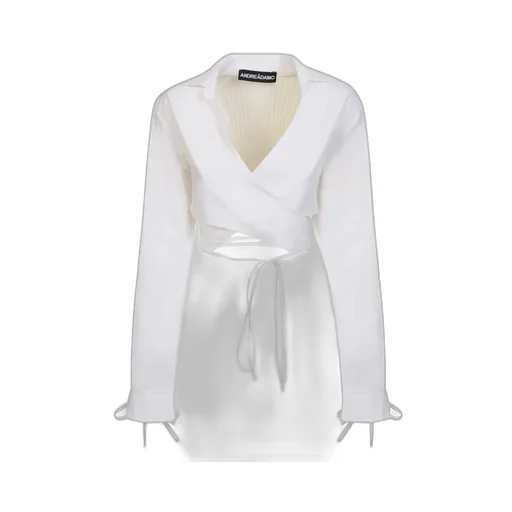 Andrea Adamo V-Neck Cropped Wrap Blouse