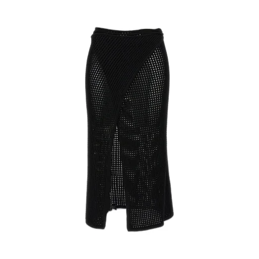 Andrea Adamo Slit-Open Crochet Knitted Midi Skirt