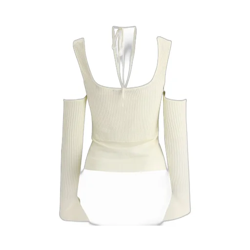 Andrea Adamo Cut-Out Square-Neck Knitted Top