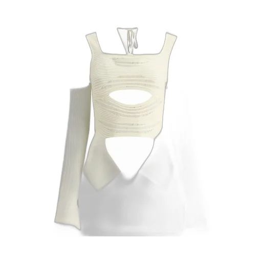Andrea Adamo Cut-Out Square-Neck Knitted Top