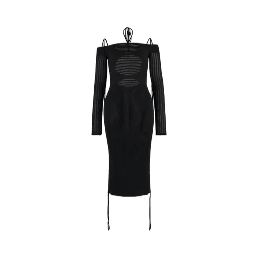 Andrea Adamo Cold-Shoulder Cut-Out Knitted Midi Dress