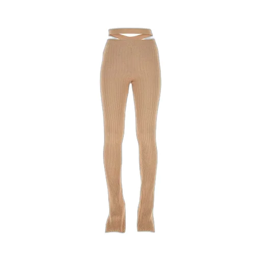 Andrea Adamo Cut Out Detailed Ribbed Knit Leggings