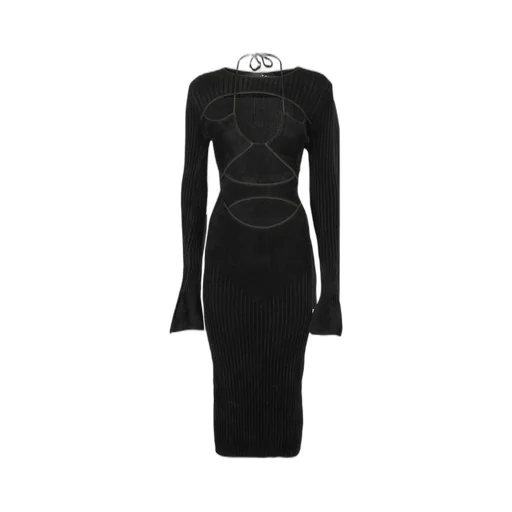 Andrea Adamo Cut-Out Knitted Midi Dress