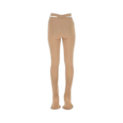 Andrea Adamo Cut Out Detailed Ribbed Knit Leggings