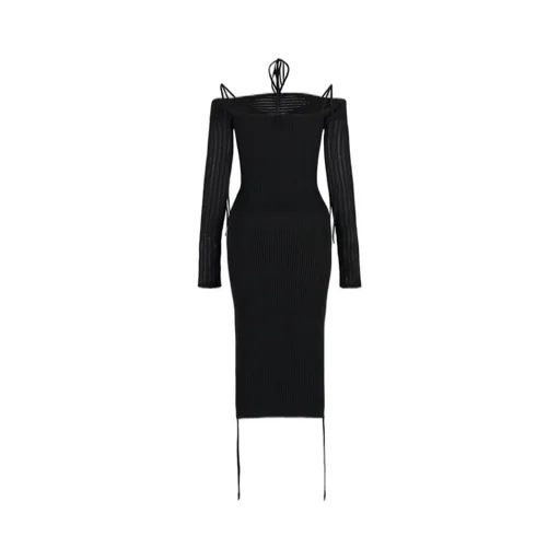 Andrea Adamo Cold-Shoulder Cut-Out Knitted Midi Dress