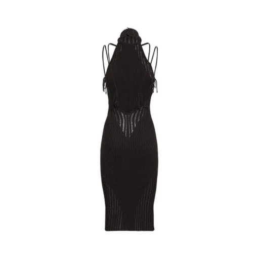 Andrea Adamo Halterneck Sleeveless Knitted Midi Dress