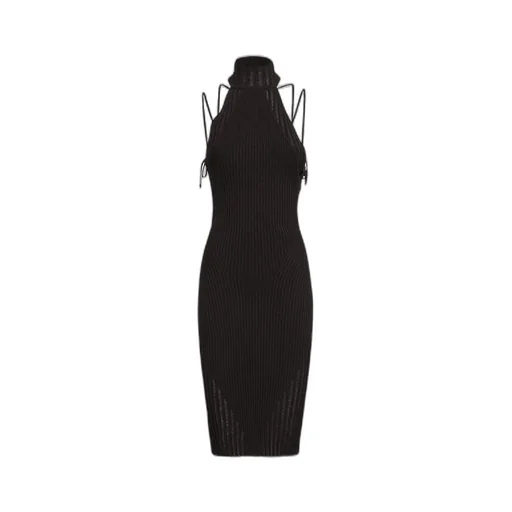 Andrea Adamo Halterneck Sleeveless Knitted Midi Dress