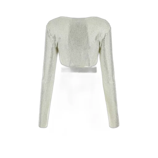 Andrea Adamo Cut Out Detailed Embellished Cropped Top