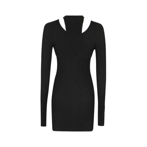 Andreadamo Cut-Out Detailed Ribbed-Knit Dress