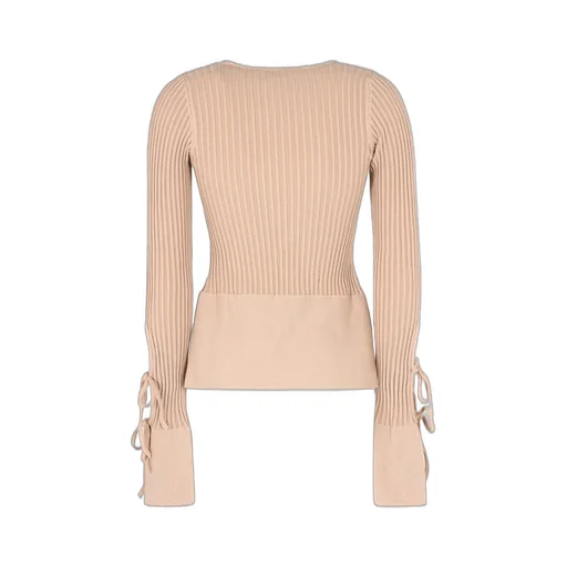 Andreadamo Long Sleeve Ribbed Crop Top