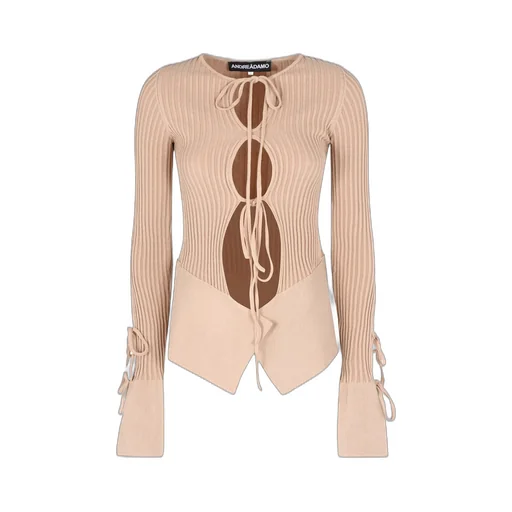 Andreadamo Long Sleeve Ribbed Crop Top