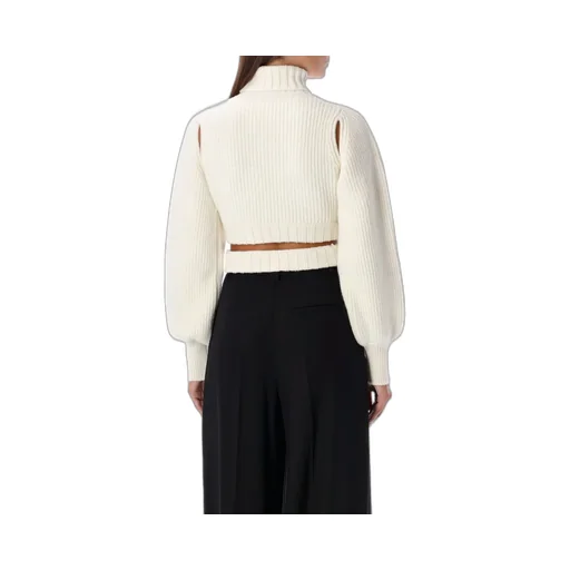 Andreadamo Roll-Neck Cut-Out Detailed Cropped Jumper