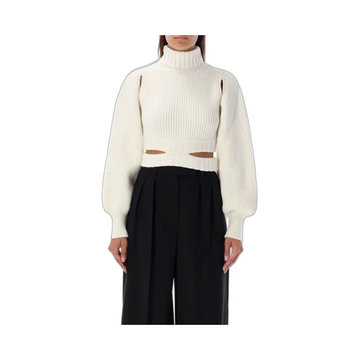Andreadamo Roll-Neck Cut-Out Detailed Cropped Jumper