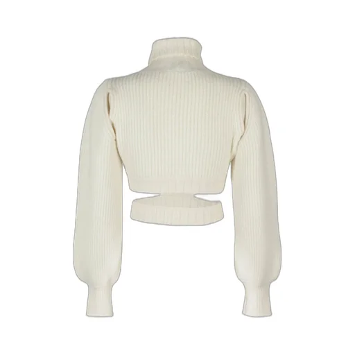 Andreadamo Roll-Neck Cut-Out Detailed Cropped Jumper